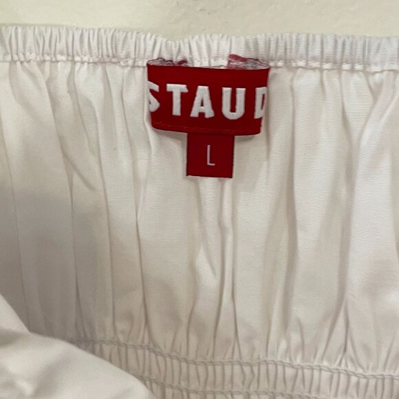 Last Chance! New Staud Jules Cotton Poplin Smocked Top White Large $225 - Picture 7 of 9